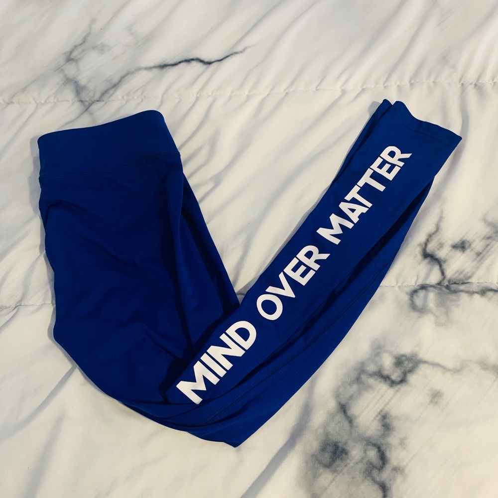 Forever21 Blue “Mind Over Matter” leggings